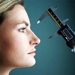 Bestimmung der zukünftigen Parameter der Nase infolge einer Nasenkorrektur